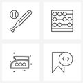 4 Editable Vector Line Icons and Modern Symbols of ball, iron, hardball, counting, press