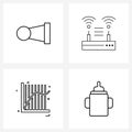 4 Editable Vector Line Icons and Modern Symbols of beep; graph; sound; signal; business