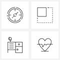 4 Editable Vector Line Icons and Modern Symbols of compass, table, expand, view, heart