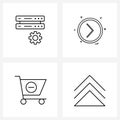 4 Editable Vector Line Icons and Modern Symbols of configure, basket, setting, paper pin, cart