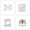 4 Editable Vector Line Icons and Modern Symbols of delivered letter; down; envelope; format; food Royalty Free Stock Photo