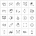 25 Editable Vector Line Icons and Modern Symbols of down, debit, cd, card, storage