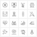 16 Editable Vector Line Icons and Modern Symbols of game, decision, games, phone, love