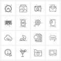 16 Editable Vector Line Icons and Modern Symbols of games, letter, website, mother, mothers day