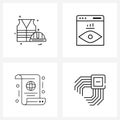 4 Editable Vector Line Icons and Modern Symbols of labour; world; labor; impression; rights