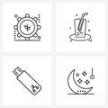 4 Editable Vector Line Icons and Modern Symbols of leaves, storage, lab, drink, drive