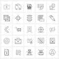 25 Editable Vector Line Icons and Modern Symbols of network, disable, file type, deny, excel