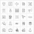 25 Editable Vector Line Icons and Modern Symbols of sports, mountain, left, sln, file type