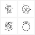 4 Editable Vector Line Icons and Modern Symbols of temp; coordinates; lion; forest; globe