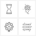 4 Editable Vector Line Icons and Modern Symbols of wait, focus, sand clock, sports, game