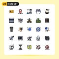 Universal Icon Symbols Group of 25 Modern Filled line Flat Colors of men, movember, app, hipster, programmer
