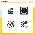 Editable Vector Line Pack of 4 Simple Filledline Flat Colors of businessman, fast, money, web, contact