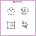 Universal Icon Symbols Group of 4 Modern Filledline Flat Colors of flower, computer, present, fathers day, website Royalty Free Stock Photo
