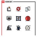 Set of 9 Modern UI Icons Symbols Signs for hobbies, dashboard, mobile, kpi, graph