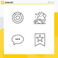 Editable Vector Line Pack of 4 Simple Filledline Flat Colors of komodo, conversation, crypto currency, food, bubble