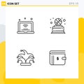 Editable Vector Line Pack of 4 Simple Filledline Flat Colors of laptop, best, iot, sport, king