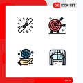 4 Thematic Vector Filledline Flat Colors and Editable Symbols of link, objective, hyperlink, arrow, globe Royalty Free Stock Photo