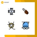 Pictogram Set of 4 Simple Filledline Flat Colors of mechanical, danger, plumbing, circular, space