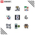 9 User Interface Filledline Flat Color Pack of modern Signs and Symbols of play, film, chat, users, group