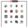 Set Of 16 Modern UI Icons Symbols Signs For Christmas, Recorder, Bug, Mike, Mic