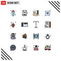 16 User Interface Flat Color Filled Line Pack of modern Signs and Symbols of employee, right, gym, direction, muscle