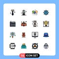 Universal Icon Symbols Group of 16 Modern Flat Color Filled Lines of folder, user, day, web, globe Royalty Free Stock Photo