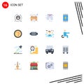 Editable Vector Line Pack of 16 Simple Flat Colors of accessories, finance, pants, coin, mobile application