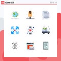Editable Vector Line Pack of 9 Simple Flat Colors of maximize, arrows, summer, document, coding