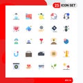 25 User Interface Flat Color Pack of modern Signs and Symbols of pie chart, statistics, idea, pie, smart