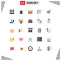 Editable Vector Line Pack of 25 Simple Flat Colors of ssl, lock, building, open book, bookmark