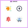 4 Thematic Vector Flat Icons and Editable Symbols of arrows, plant, arrow, user interface, board