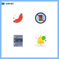 Pack of 4 creative Flat Icons of barbecue, phone, junk, distractions, data