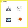 Mobile Interface Flat Icon Set of 4 Pictograms of beach, photo, vacation, sharing, photography