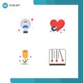 Modern Set of 4 Flat Icons and symbols such as bulb, like, person, checked, love