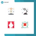 Editable Vector Line Pack of 4 Simple Flat Icons of candle, theatre, lamp, school, clothing