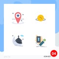 Editable Vector Line Pack of 4 Simple Flat Icons of healthcare, mosque, medical, pointer, pray