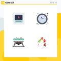 Editable Vector Line Pack of 4 Simple Flat Icons of layout, horse, clock, time optimization, china