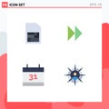 Editable Vector Line Pack of 4 Simple Flat Icons of mobile sim, event, control fast, video, networking