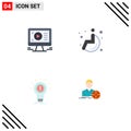 Editable Vector Line Pack of 4 Simple Flat Icons of monitor, idea, design, wheel chair, startup Royalty Free Stock Photo