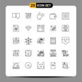 Mobile Interface Line Set of 25 Pictograms of design, wallet, home, user, finance