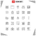Editable Vector Line Pack of 25 Simple Lines of program, operational, mind, mac, technology