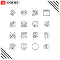 Editable Vector Line Pack of 16 Simple Outlines of buttle, milk, businessman, school, education