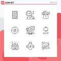 Editable Vector Line Pack of 9 Simple Outlines of cancel, cross, ui, close, carpet