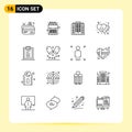 16 Thematic Vector Outlines and Editable Symbols of coding, power, resort, off, heart