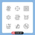 Editable Vector Line Pack of 9 Simple Outlines of communication, crypto, game, coin, sports