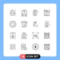 16 User Interface Outline Pack of modern Signs and Symbols of education, bacteria, battery, shopping, box