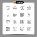16 Creative Icons Modern Signs and Symbols of instrument, amearican, it solutions, money, scissor