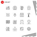 Editable Vector Line Pack of 16 Simple Outlines of man, arrows, ecology, arrow, hospital