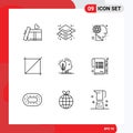 Editable Vector Line Pack of 9 Simple Outlines of paper, programming, brain, making, user