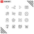 Editable Vector Line Pack of 16 Simple Outlines of rotation, sports, right, basketball ball, american